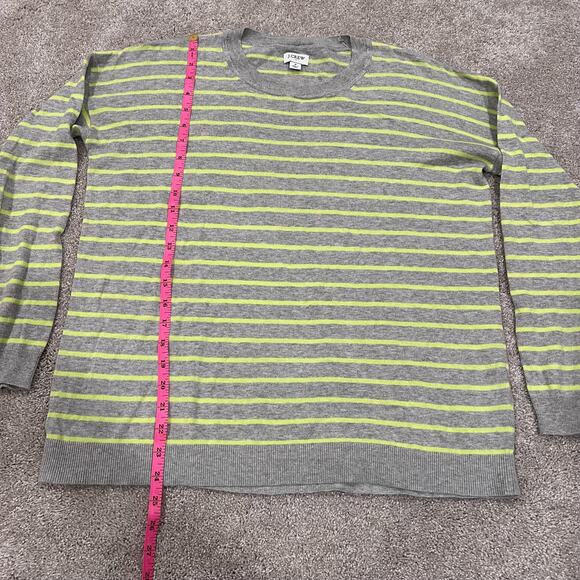 J Crew Women's Crewneck Long Sleeve Sweater Grey‎ Yellow Stripes Size S - Picture 7 of 8